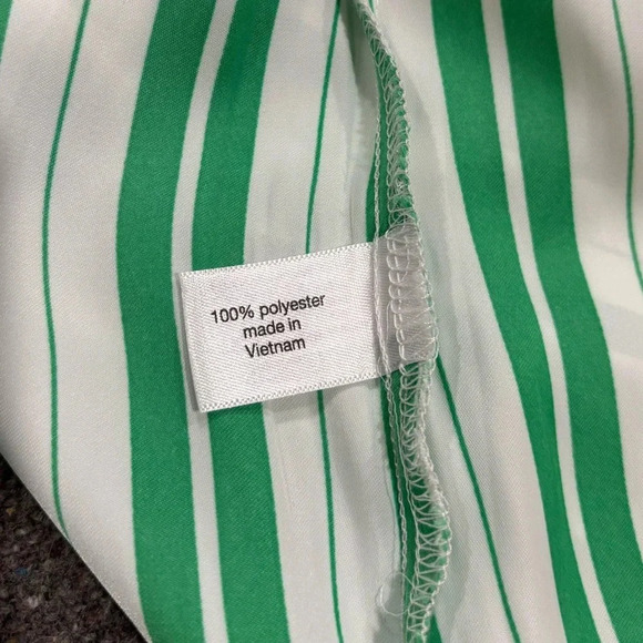 Lane Bryant Size 18/20 Relaxed Satin Collar Blouse. Green and White Stripes. - Picture 7 of 7